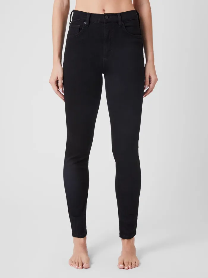 French Connection Soft Stretch Denim High Rise Skinny Jeans 30 Inch Black Woman Trousers French Connection Soft Stretch Denim High Rise Skinny Jeans 30 Inch Black Woman Trousers