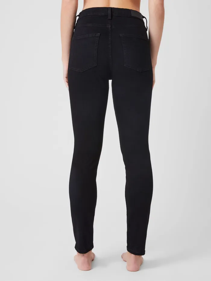 French Connection Soft Stretch Denim High Rise Skinny Jeans 30 Inch Black Woman Trousers