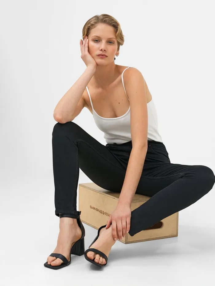 French Connection Soft Stretch Denim High Rise Skinny Jeans 30 Inch Black Woman Trousers