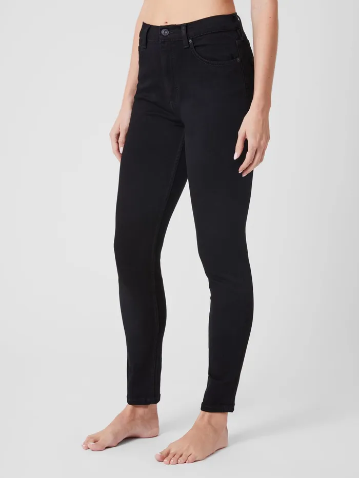 French Connection Soft Stretch Denim High Rise Skinny Jeans 30 Inch Black Woman Trousers