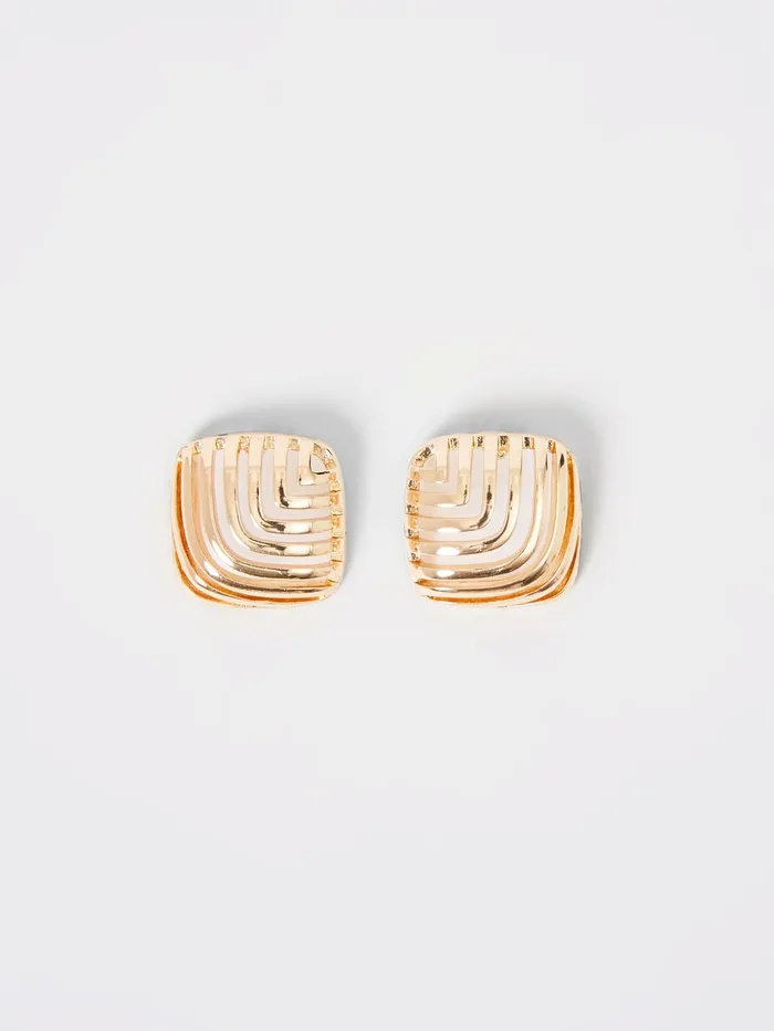French Connection Square Design Stud Earrings Gold Woman Jewellery