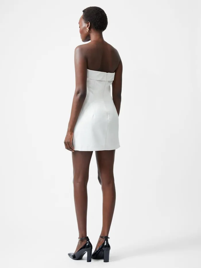 French Connection Structured Satin Bandeau Mini Dress Classic Cream Woman Dresses