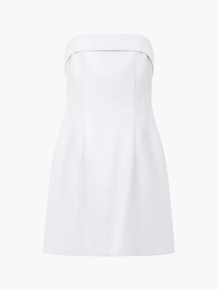 French Connection Structured Satin Bandeau Mini Dress Classic Cream Woman Dresses