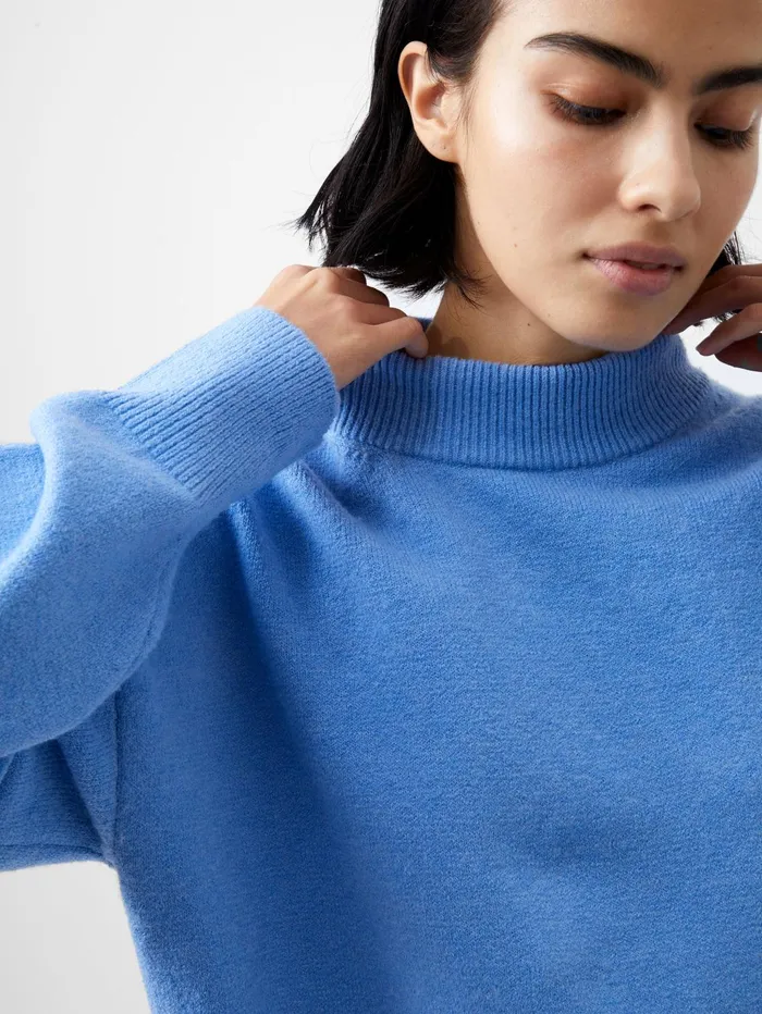 French Connection Vhari Recycled Grown On Neck Jumper Dusted Blue Woman Jumpers and Cardigans