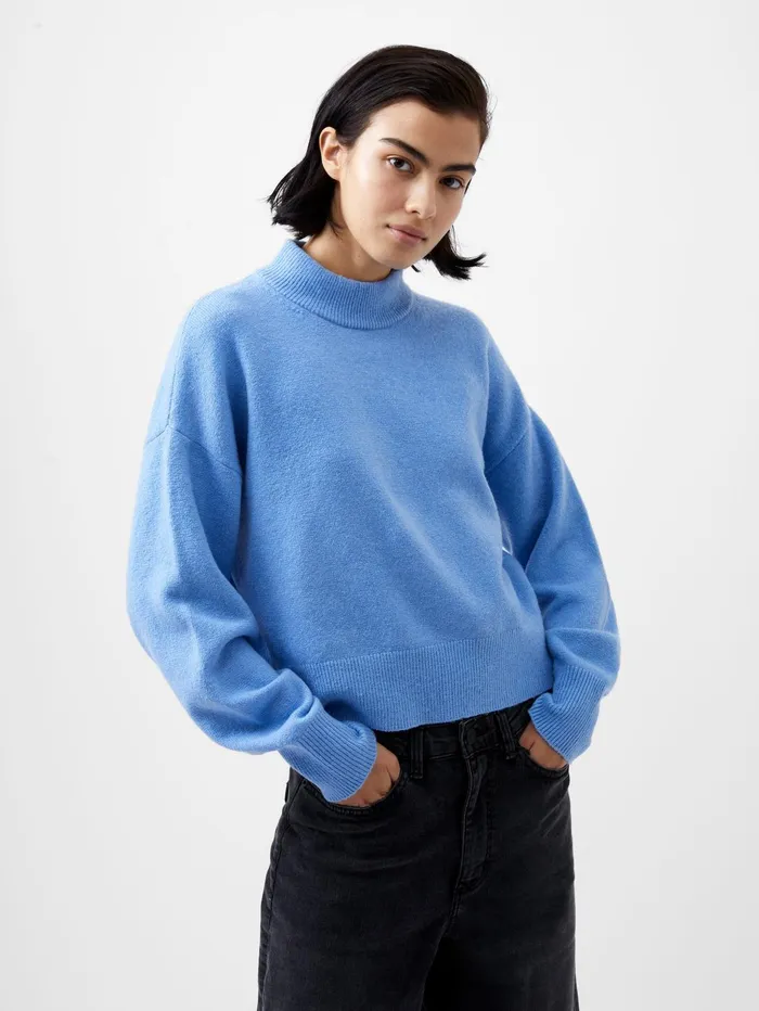 French Connection Vhari Recycled Grown On Neck Jumper Dusted Blue Woman Jumpers and Cardigans