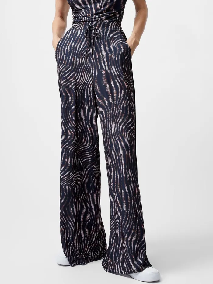 French Connection Zina Portia Wide Leg Printed Trousers Brown Multi Woman Trousers