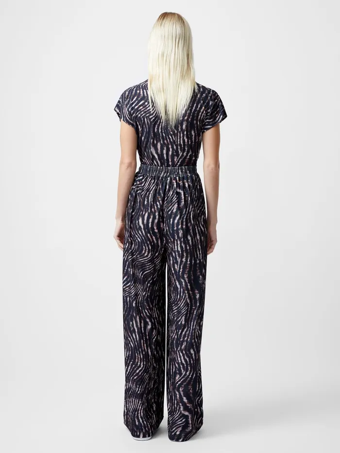 French Connection Zina Portia Wide Leg Printed Trousers Brown Multi Woman Trousers
