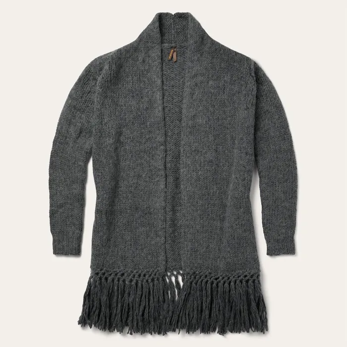 Fringe Jackets Women Stetson Charcoal Fringed Cardigan Grey