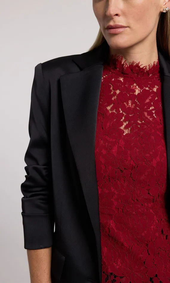 Generation Love Clothing Drea Satin Blazer Black Women Blazers and Jackets
