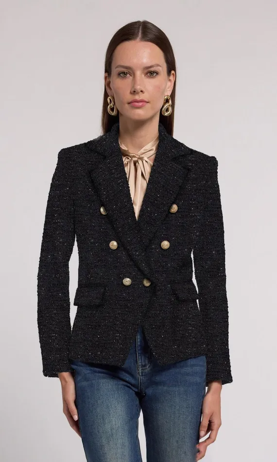 Generation Love Clothing Eliza Tweed Blazer Blacksilver Women Blazers and Jackets
