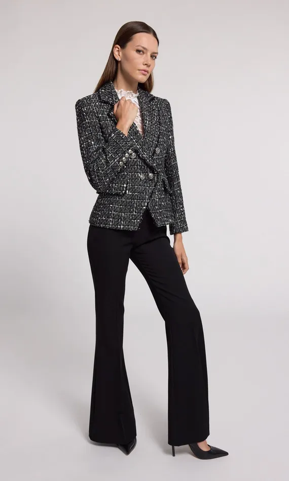 Generation Love Clothing Eliza Tweed Blazer Grey Multi Women Blazers and Jackets