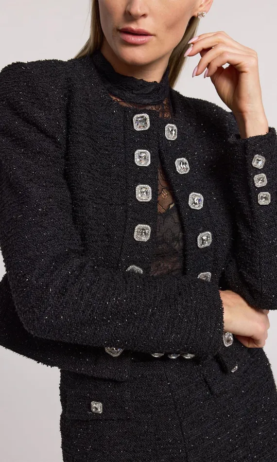 Generation Love Clothing Kaiden Tweed Jacket Black Women Blazers and Jackets