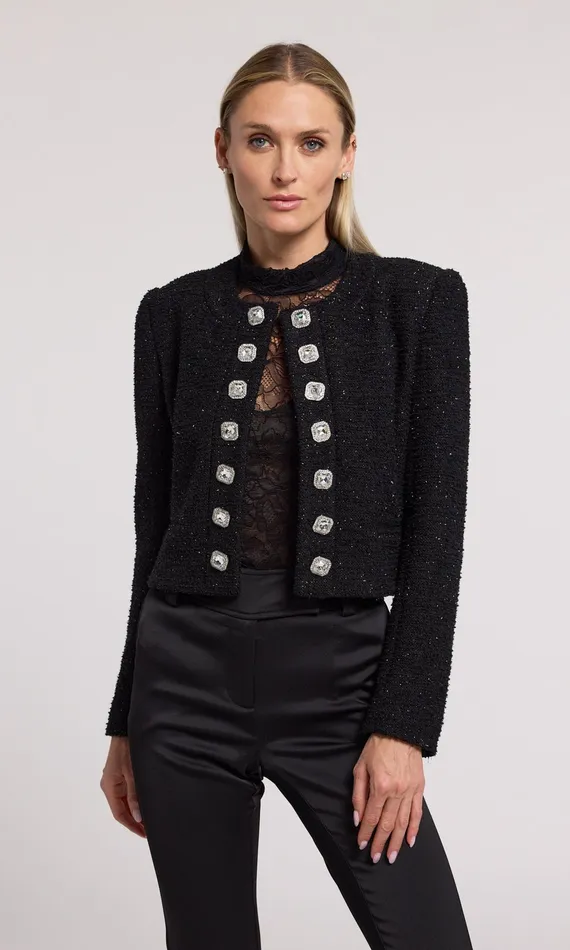Generation Love Clothing Kaiden Tweed Jacket Black Women Blazers and Jackets