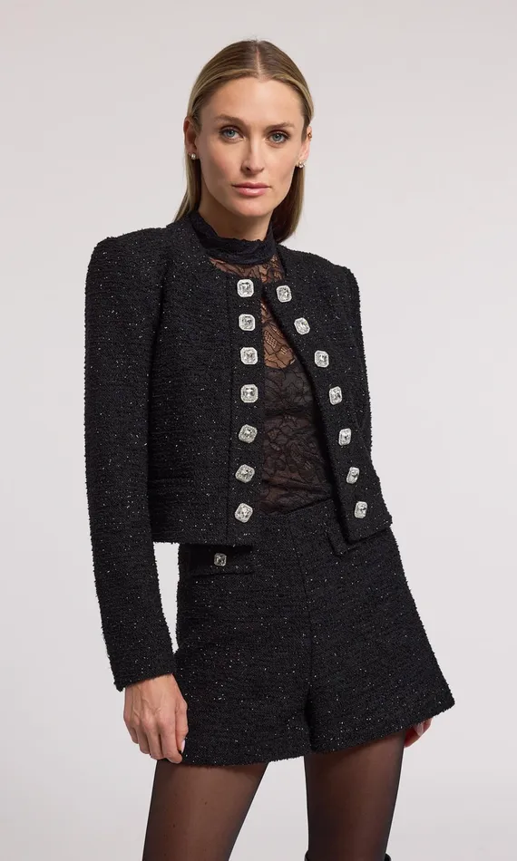 Generation Love Clothing Kaiden Tweed Jacket Black Women Blazers and Jackets