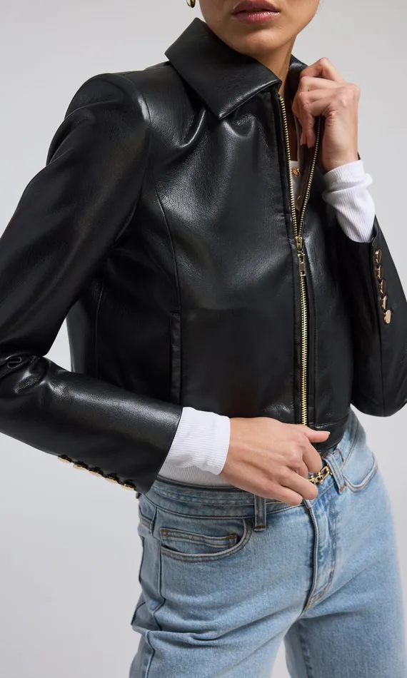 Generation Love Clothing Lola Vegan Leather Jacket Black Women Blazers and Jackets