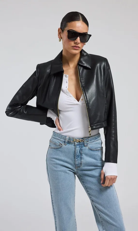 Generation Love Clothing Lola Vegan Leather Jacket Black Women Blazers and Jackets