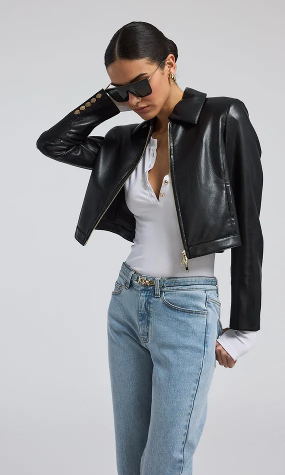 Generation Love Clothing Lola Vegan Leather Jacket Black Women Blazers and Jackets