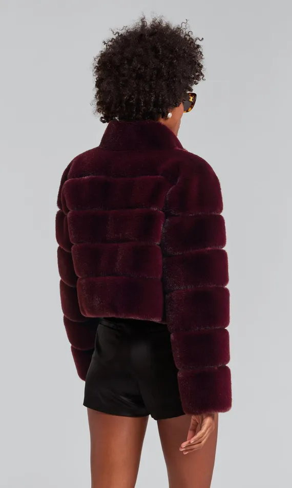 Generation Love Clothing Tala Faux Fur Bomber Malbec Women Outerwear