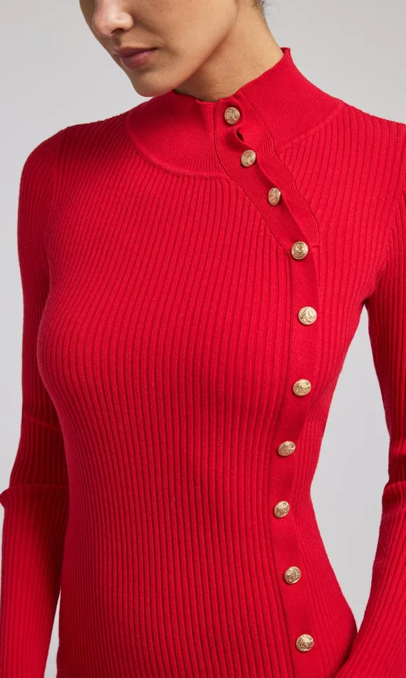 Generation Love Clothing Yara Rib Dress Red Women Sweaters and Sweatshirts