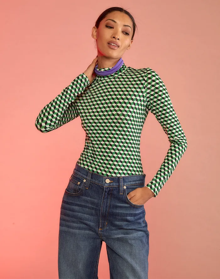 Geometric Turtleneck 8211 Grnmt Women Cynthia Rowley Tops