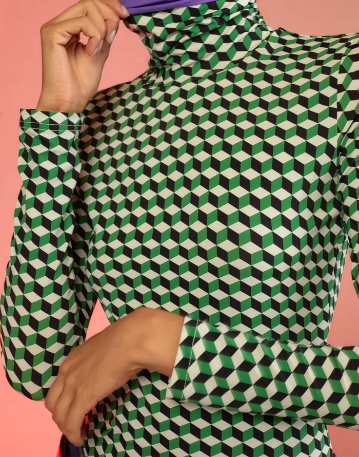 Geometric Turtleneck 8211 Grnmt Women Cynthia Rowley Tops