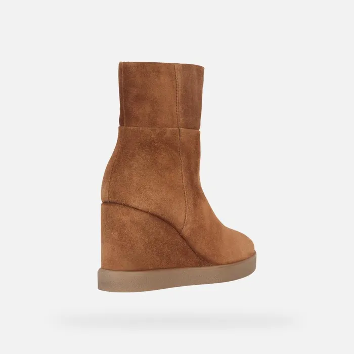 Geox Ankle Boots ELIDEA WEDGE Ankle Boots With Wedge Camel Woman Geox Dark Camel 8211 Woman