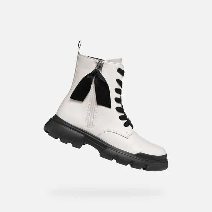 Geox Ankle Boots JUNETTE GIRL Light IvoryBlack Combat Boots Light Ivoryblack 8211 Kids Geox Ankle Boots JUNETTE GIRL Light IvoryBlack Combat Boots Light Ivoryblack 8211 Kids