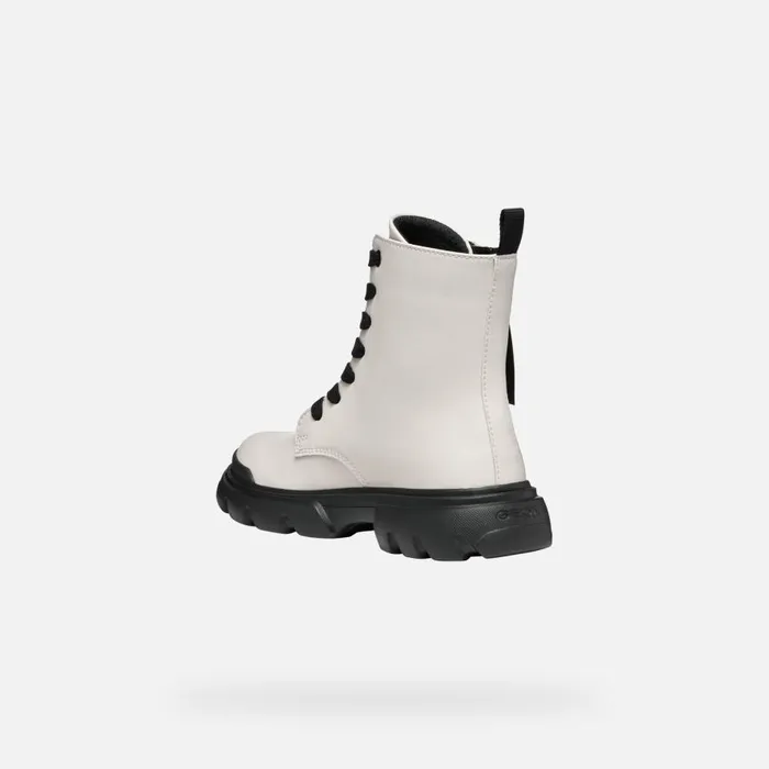 Geox Ankle Boots JUNETTE GIRL Light IvoryBlack Combat Boots Light Ivoryblack 8211 Kids