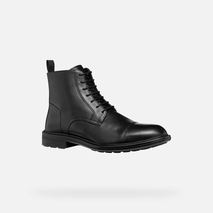 Geox Ankle Boots WALK PLEASURE MAN Black Ankle Boots With Laces Black 8211 Man