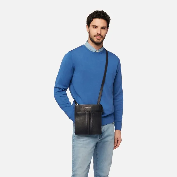 Geox Bags CLUDEY Men039s Black Shoulder Bag CASHMERE Black 8211 Man