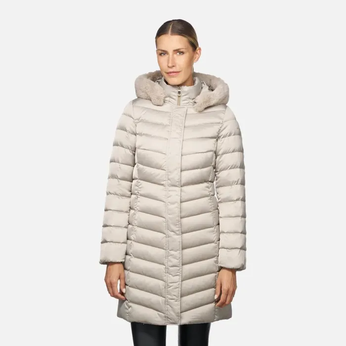 Geox Down Jackets BETTANIE WOMAN String Fulllength Quilted Coat String 8211 Woman