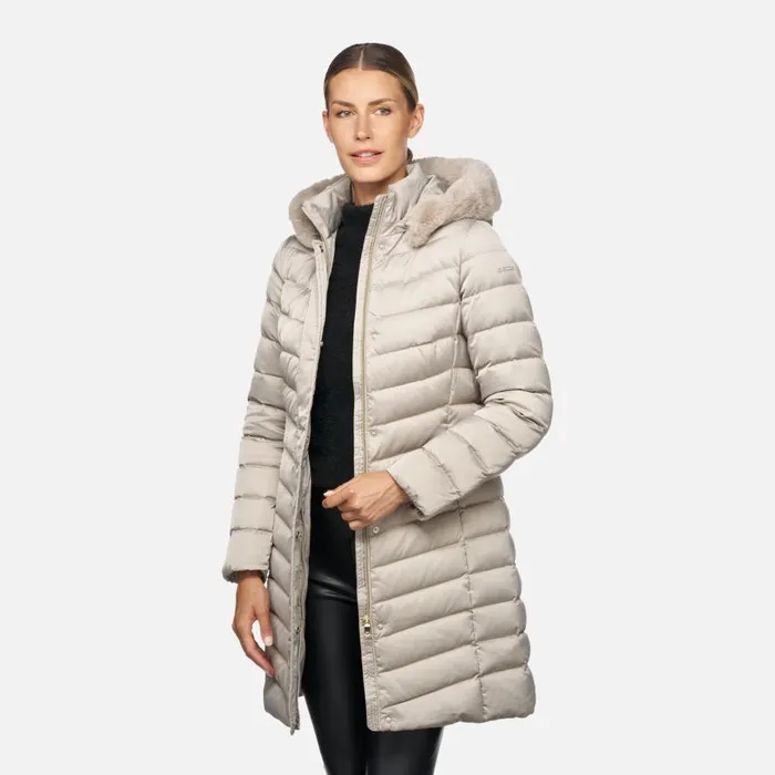Geox Down Jackets BETTANIE WOMAN String Fulllength Quilted Coat String 8211 Woman