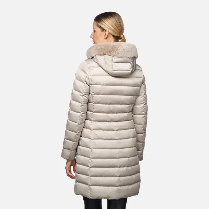 Geox Down Jackets BETTANIE WOMAN String Fulllength Quilted Coat String 8211 Woman