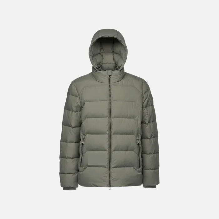 Geox Down Jackets ELVER MAN Light Olive Green Short Down Jacket Light Olive Green 8211 Man Geox Down Jackets ELVER MAN Light Olive Green Short Down Jacket Light Olive Green 8211 Man