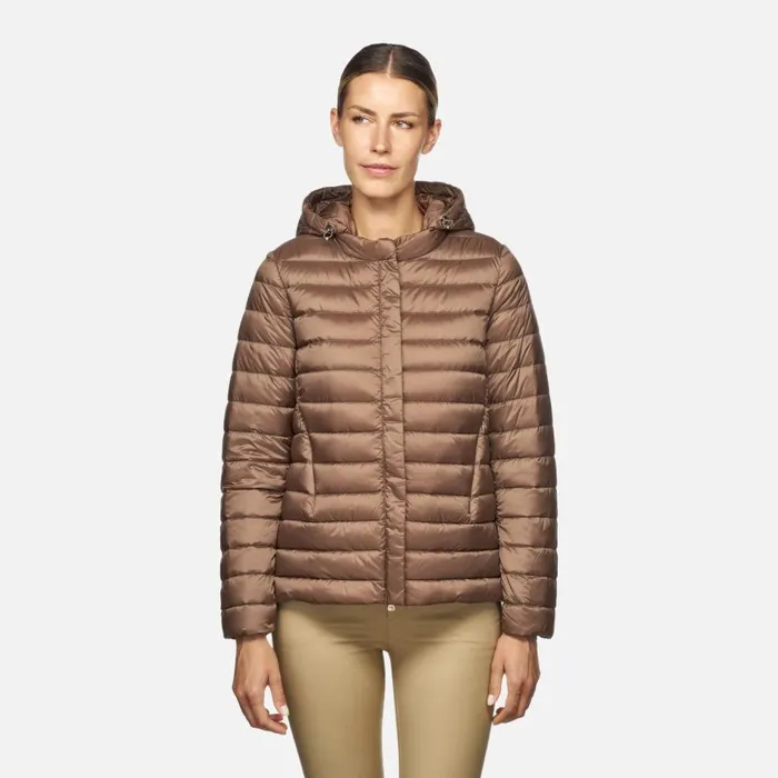 Geox Down Jackets JAYSEN WOMAN Partridge Short Down Jacket Partridge 8211 Woman