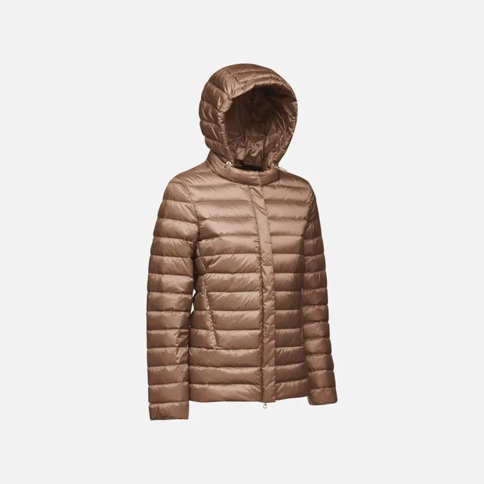 Geox Down Jackets JAYSEN WOMAN Partridge Short Down Jacket Partridge 8211 Woman