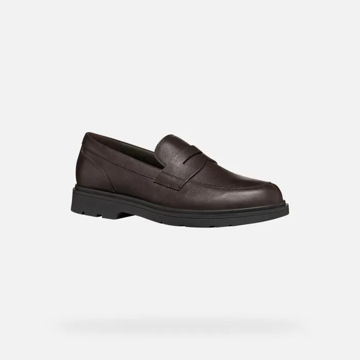 Geox Formal Shoes SPHERICA EC1 MAN Coffee Leather Loafers Coffee 8211 Man
