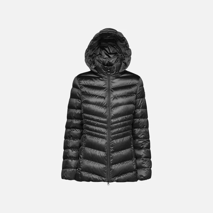 Geox Jackets ZOSMA WOMAN Black Quilted Jacket Black 8211 Woman