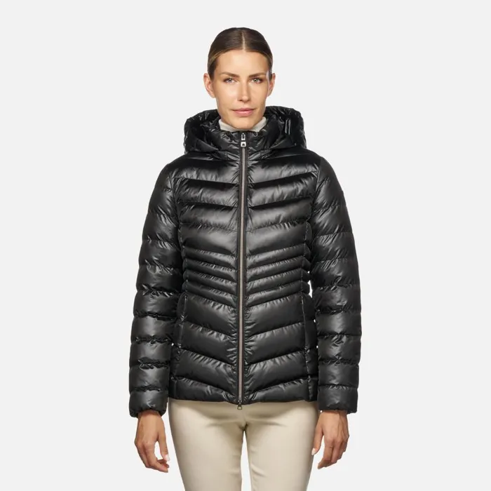 Geox Jackets ZOSMA WOMAN Black Quilted Jacket Black 8211 Woman