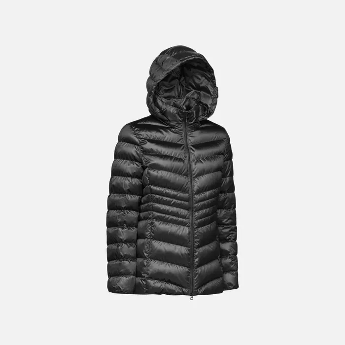 Geox Jackets ZOSMA WOMAN Black Quilted Jacket Black 8211 Woman