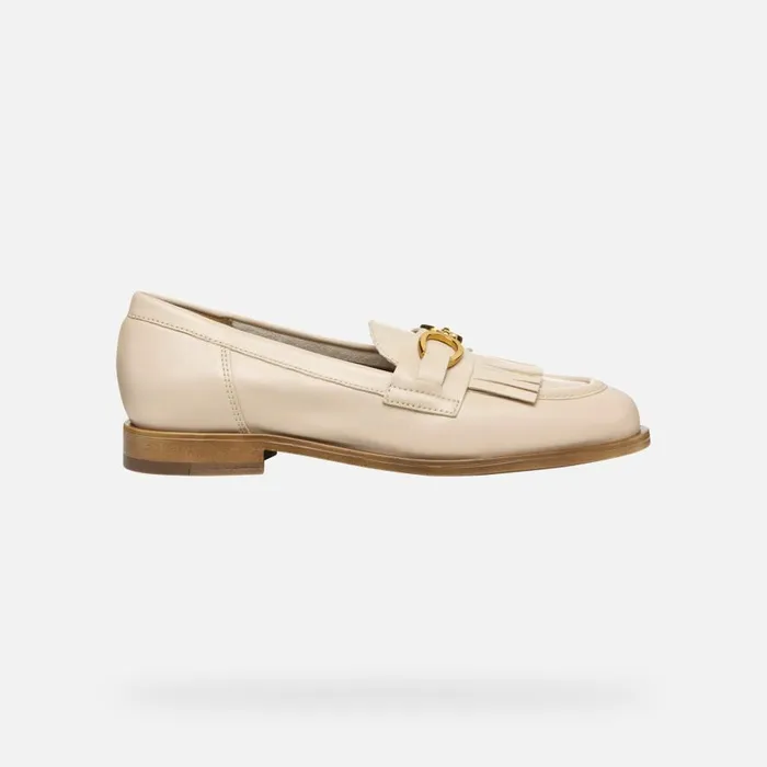 Geox Loafers PROMETYA WOMAN Beige Leather Loafers Beige 8211 Woman
