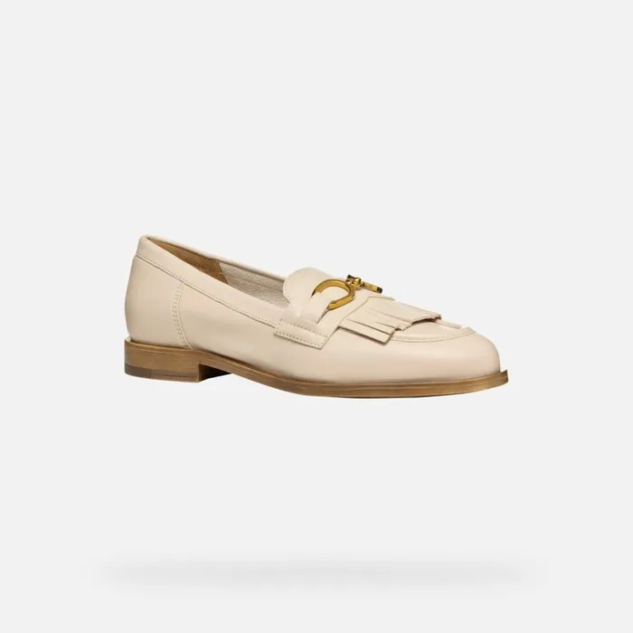 Geox Loafers PROMETYA WOMAN Beige Leather Loafers Beige 8211 Woman