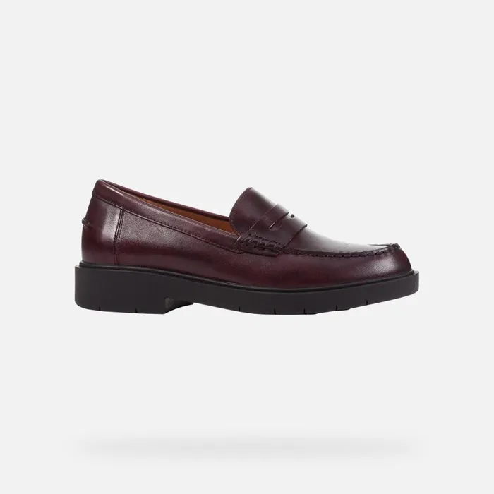 Geox Loafers SPHERICA EC1 Women039s Burgundy Leather Loafers Geox Dark Burgundy 8211 Woman
