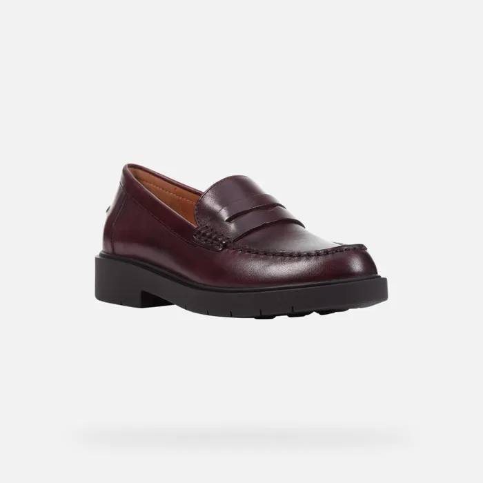 Geox Loafers SPHERICA EC1 Women039s Burgundy Leather Loafers Geox Dark Burgundy 8211 Woman