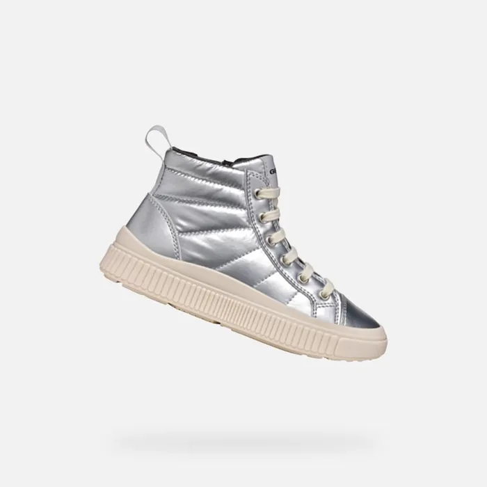 Geox Sneakers LAQUINNY GIRL Silver High Top Sneakers Silver 8211 Kids