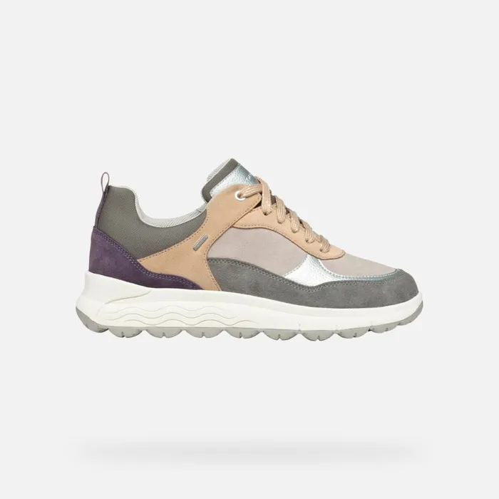 Geox Sneakers SPHERICA 4X4 ABX WOMAN Dark GreyDark Purple Waterproof Trainers Dark Greydark Purple 8211 Woman