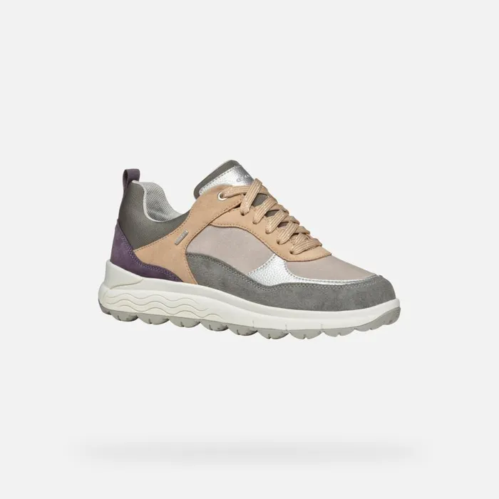 Geox Sneakers SPHERICA 4X4 ABX WOMAN Dark GreyDark Purple Waterproof Trainers Dark Greydark Purple 8211 Woman