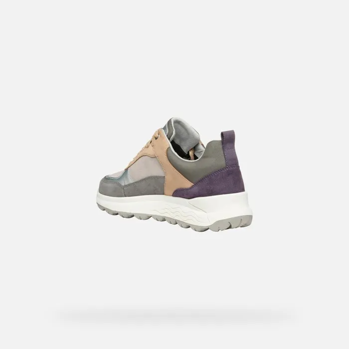 Geox Sneakers SPHERICA 4X4 ABX WOMAN Dark GreyDark Purple Waterproof Trainers Dark Greydark Purple 8211 Woman