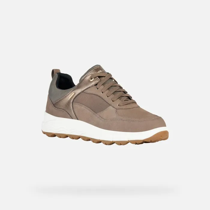 Geox Sneakers SPHERICA 4X4 B ABX Waterproof Shoes Taupe Woman Geox Dark Taupelead 8211 Woman