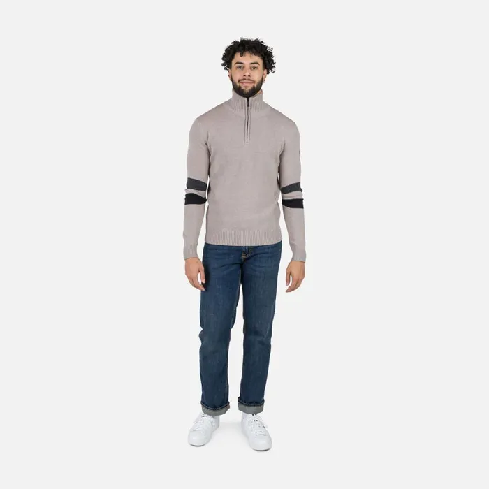 Herren Sweatshirts Und Pullover Rossignol Herrenstrickpullover Mit Halblangem Reiverschluss Signature Dune